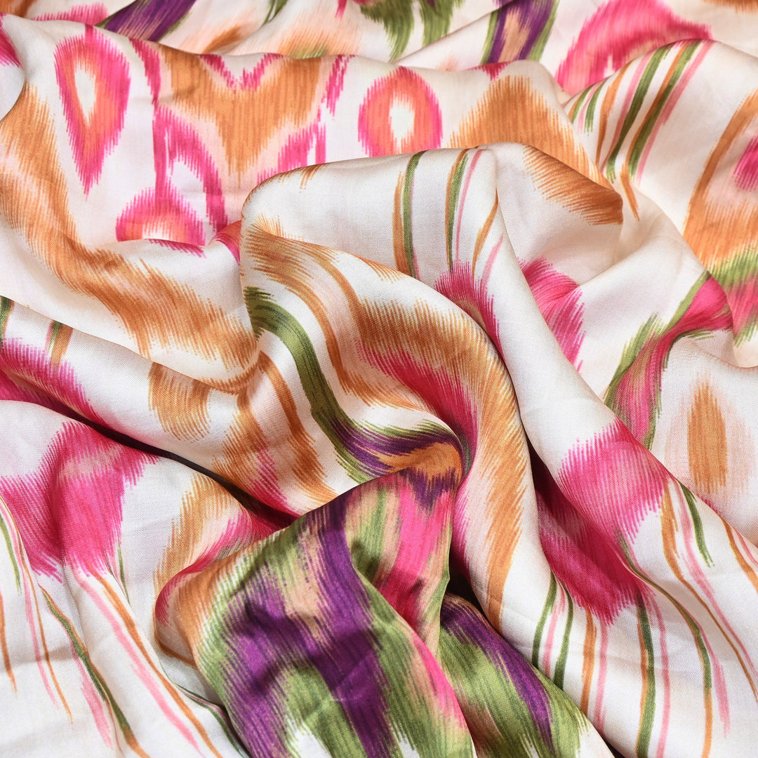 Elegant Modal Satin Digital Print Fabric 6 – Soft Luxury Designer Fabric - 001416- T13