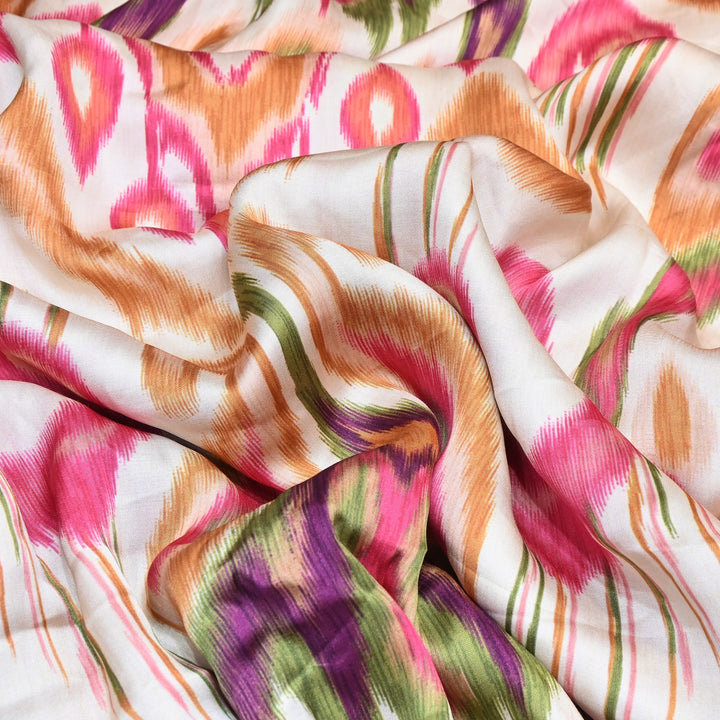Elegant Modal Satin Digital Print Fabric 6 – Soft Luxury Designer Fabric - 001416- T13