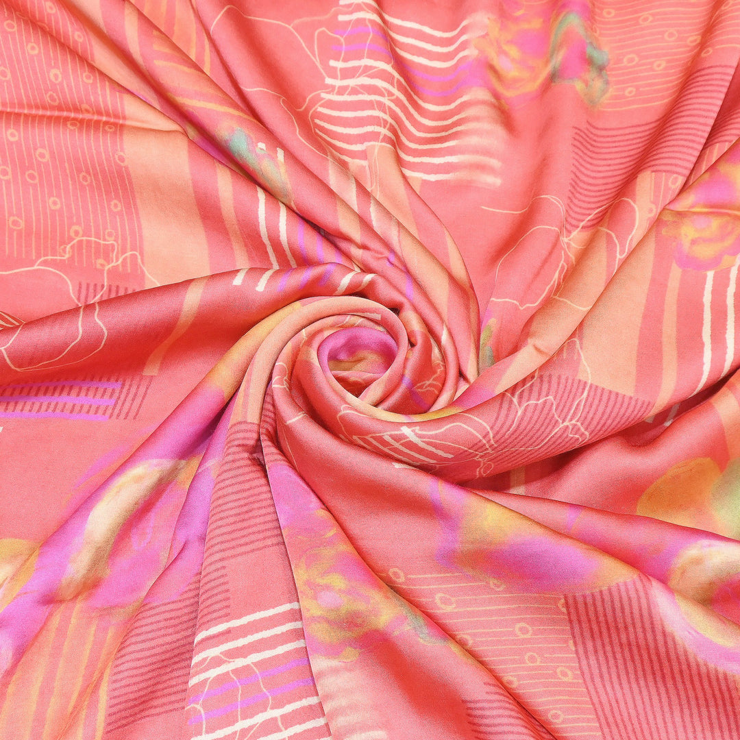 Elegant Modal Satin Digital Print Fabric 6 – Soft Luxury Designer Fabric - 001416- T11