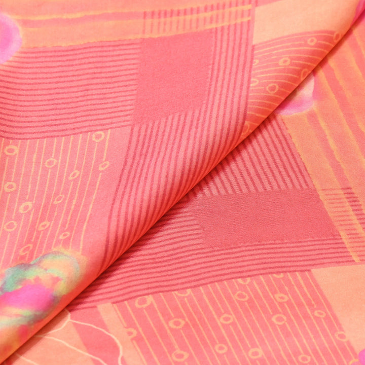 Elegant Modal Satin Digital Print Fabric 6 – Soft Luxury Designer Fabric - 001416- T11