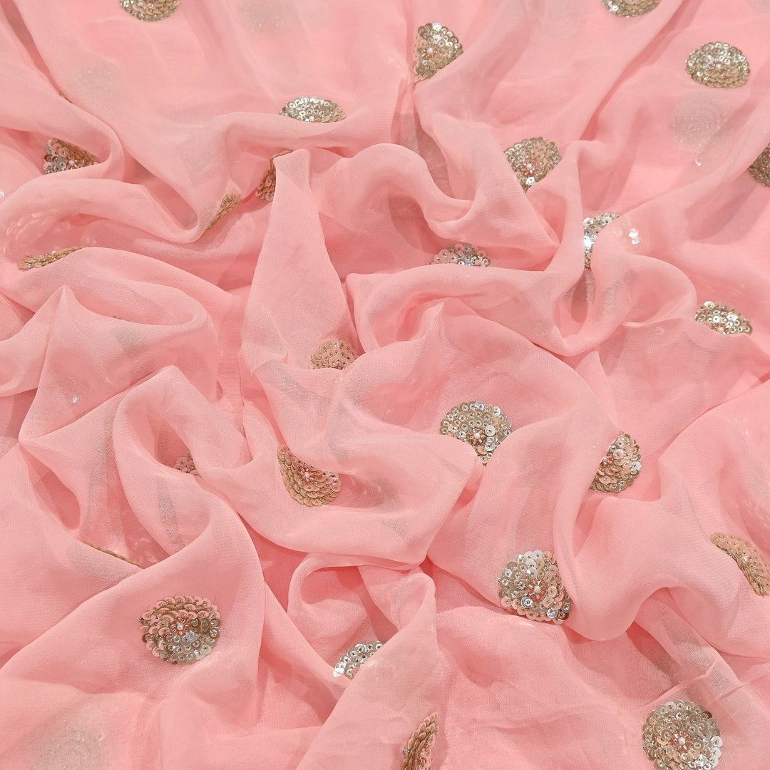 Premium Dyed Georgette Buti Sequins Embroidery Fabric | AC9625-2