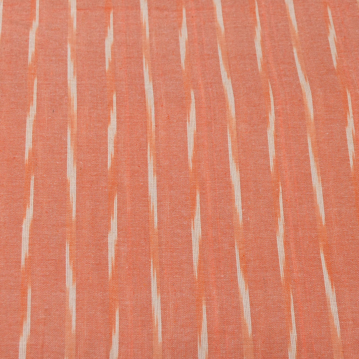 Coral Peach Color Cotton Ikkat Print Fabric-000674-16