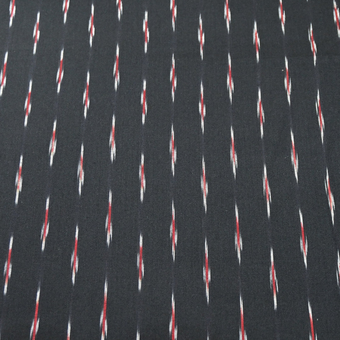 Black Color Cotton Ikkat Print Fabric-000674-19