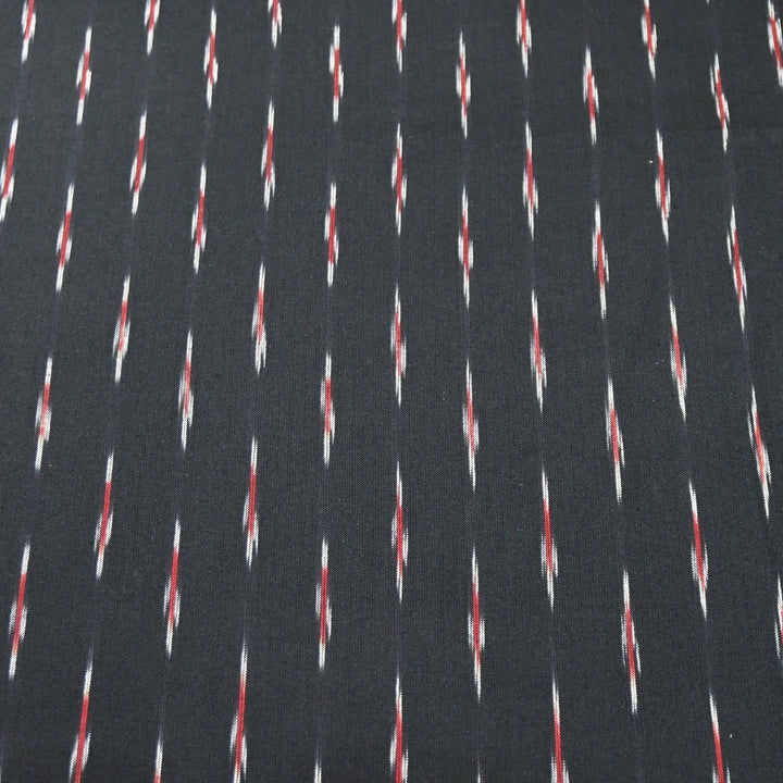 Black Color Cotton Ikkat Print Fabric-000674-19