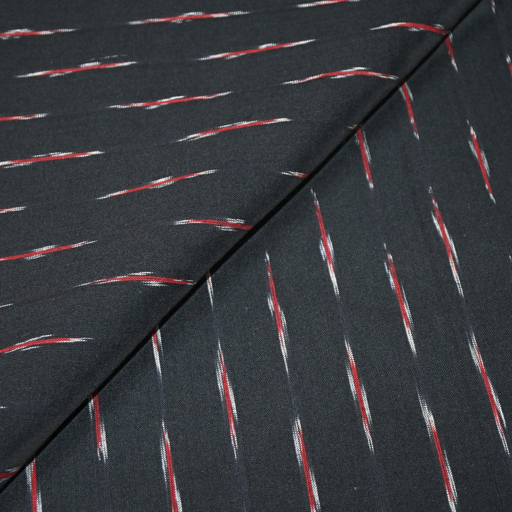 Black Color Cotton Ikkat Print Fabric-000674-19