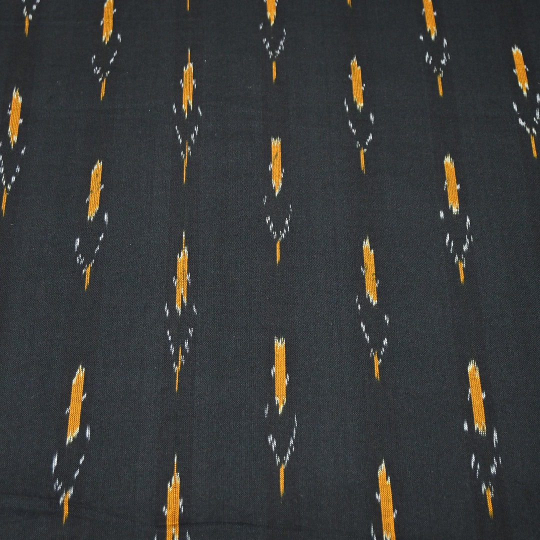 Black Color Cotton Ikkat Print Fabric-000674-20