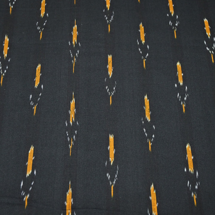 Black Color Cotton Ikkat Print Fabric-000674-20