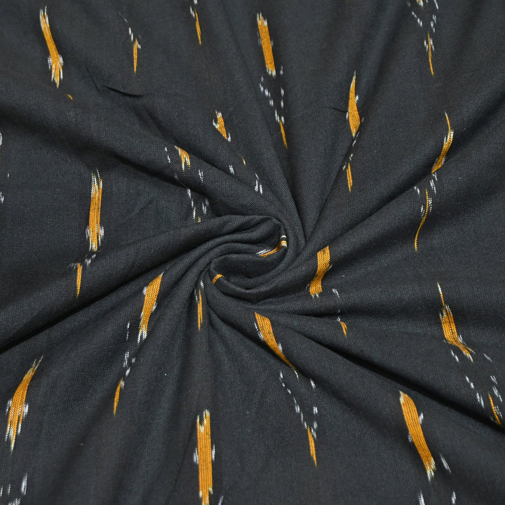 Black Color Cotton Ikkat Print Fabric-000674-20
