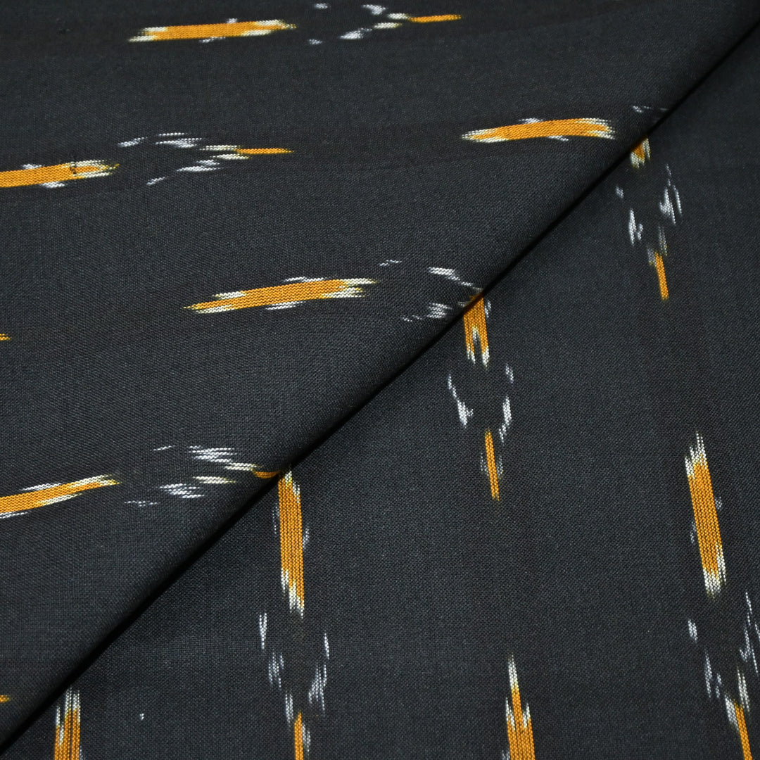 Black Color Cotton Ikkat Print Fabric-000674-20