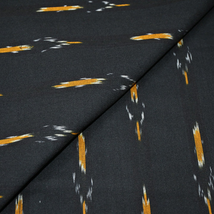 Black Color Cotton Ikkat Print Fabric-000674-20
