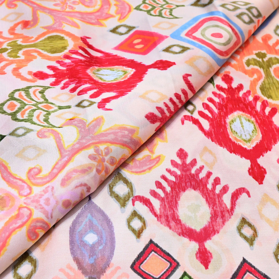 Elegant Modal Satin Digital Print Fabric 6 – Soft Luxury Designer Fabric - 001416- T4