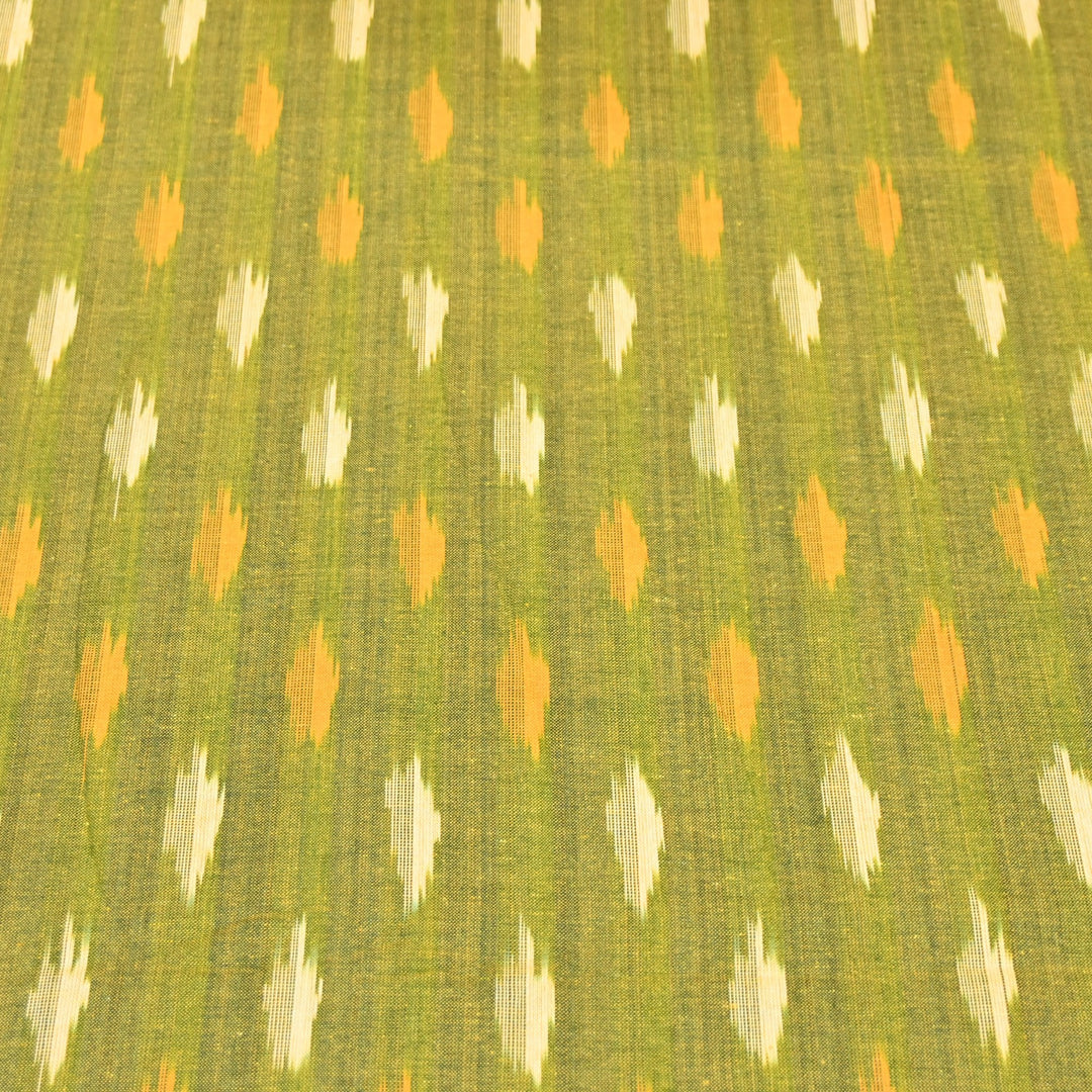 Green Color Cotton Ikkat Print Fabric-000674-22