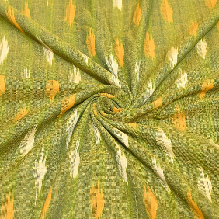 Green Color Cotton Ikkat Print Fabric-000674-22