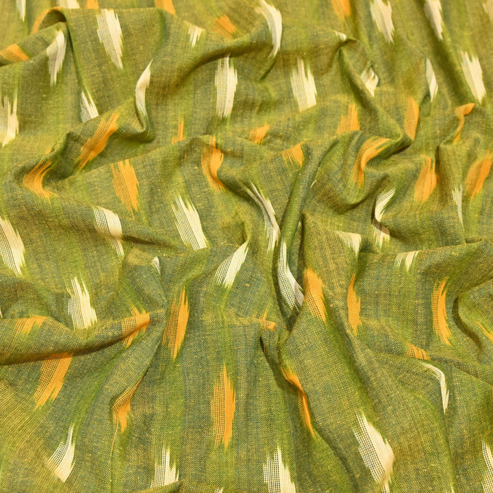 Green Color Cotton Ikkat Print Fabric-000674-22