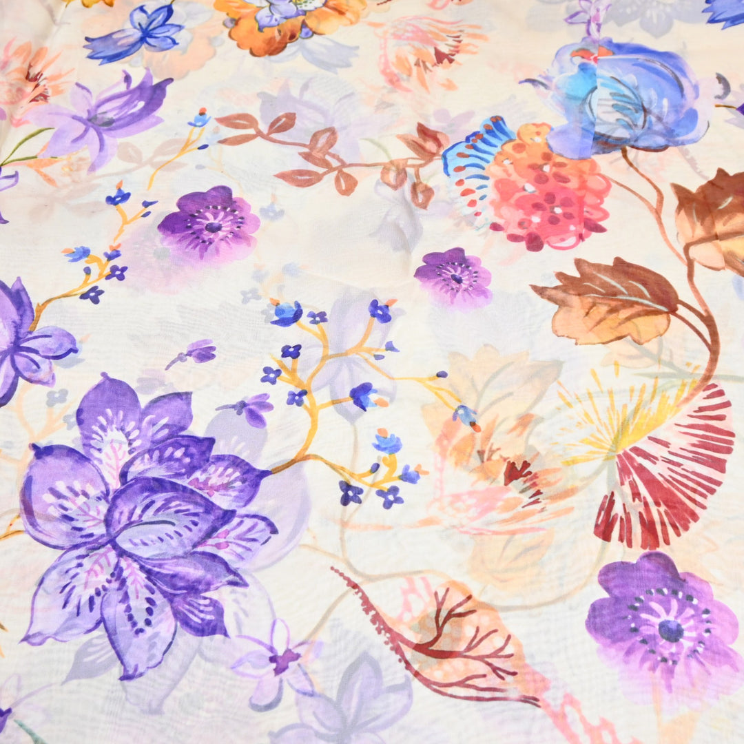 Premium Viscose Organza Digital Print Floral Designer Fabric 001665-1