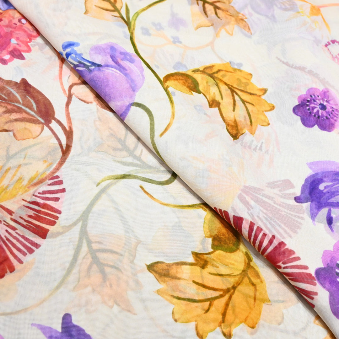 Premium Viscose Organza Digital Print Floral Designer Fabric 001665-1