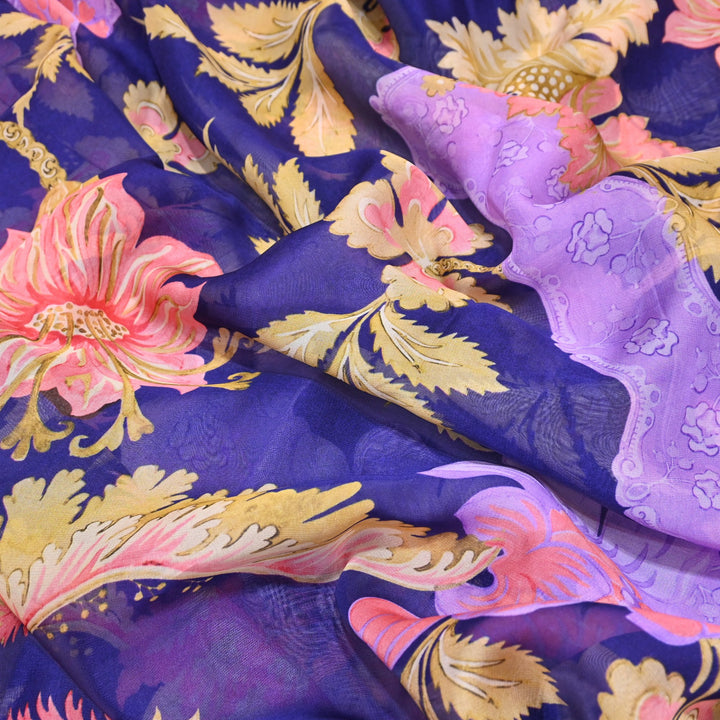 Premium Viscose Organza Digital Print Floral Designer Fabric 001665-20