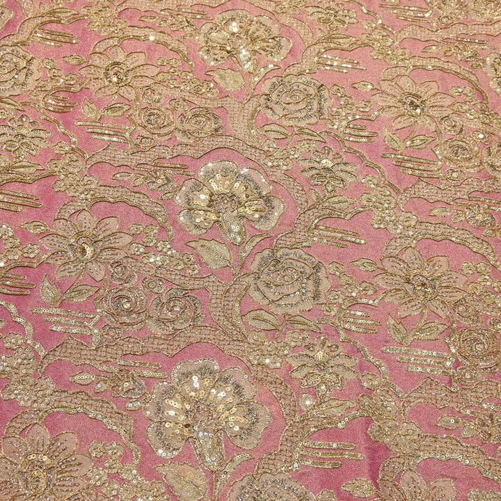 Premium Dyed Tissue Position Print Gota & Sequins Embroidery Fabric | V3671C-1