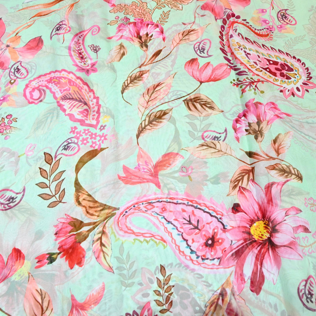 Premium Viscose Organza Digital Print Floral Designer Fabric 001665-2