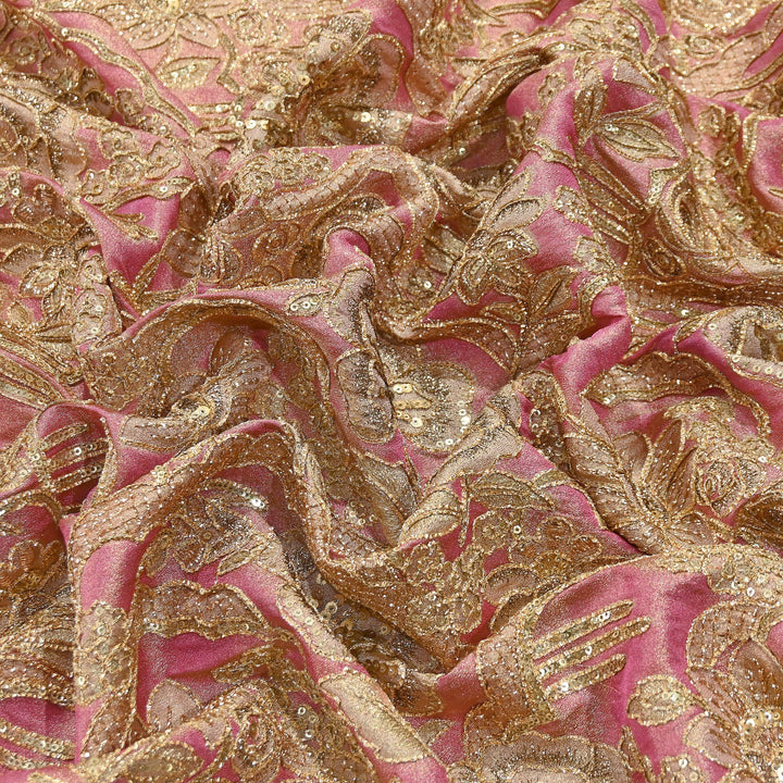 Premium Dyed Tissue Position Print Gota & Sequins Embroidery Fabric | V3671C-1
