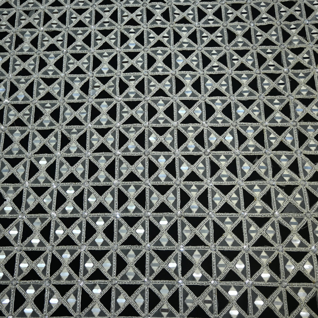 Net Cutwork Mirror & Cutdana Embroidery Fabric