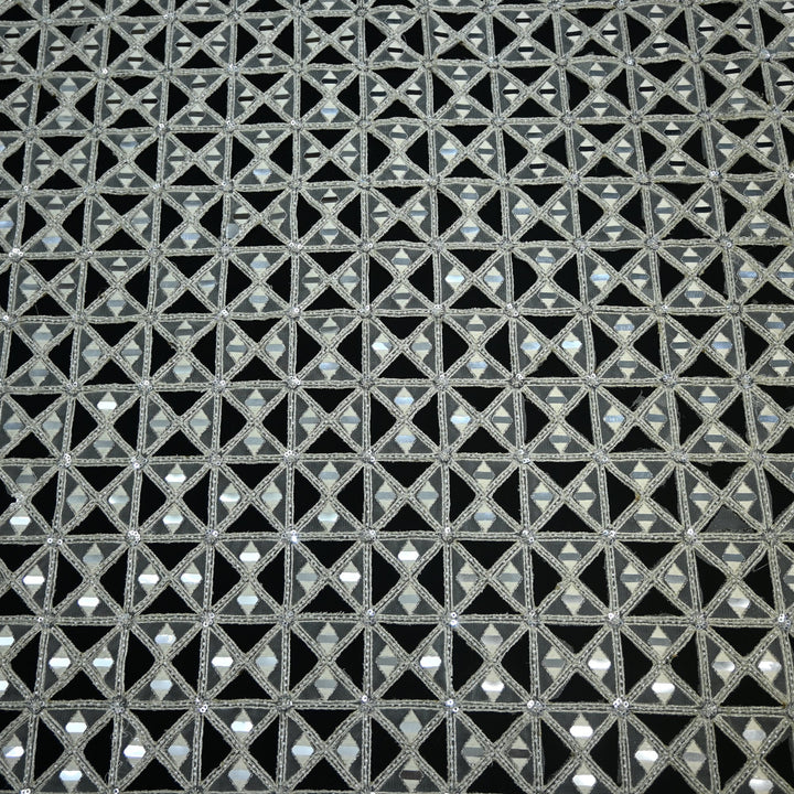 Net Cutwork Mirror & Cutdana Embroidery Fabric