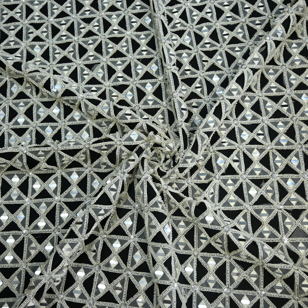 Net Cutwork Mirror & Cutdana Embroidery Fabric