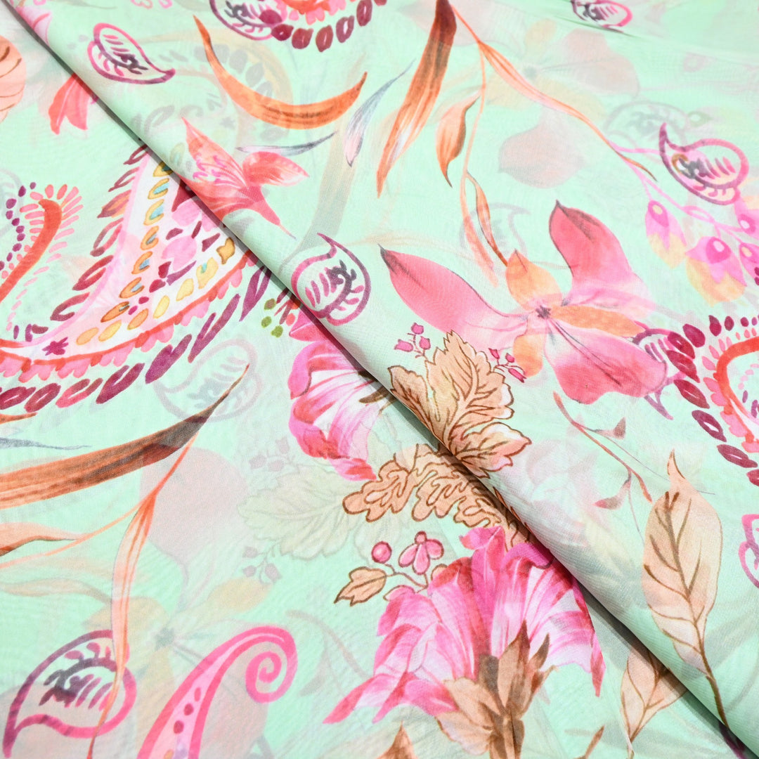 Premium Viscose Organza Digital Print Floral Designer Fabric 001665-2