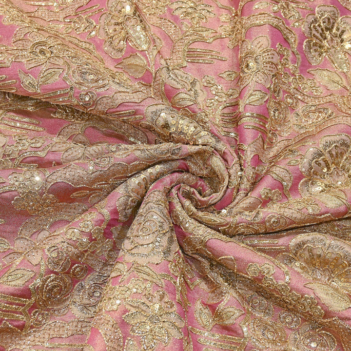 Premium Dyed Tissue Position Print Gota & Sequins Embroidery Fabric | V3671C-1