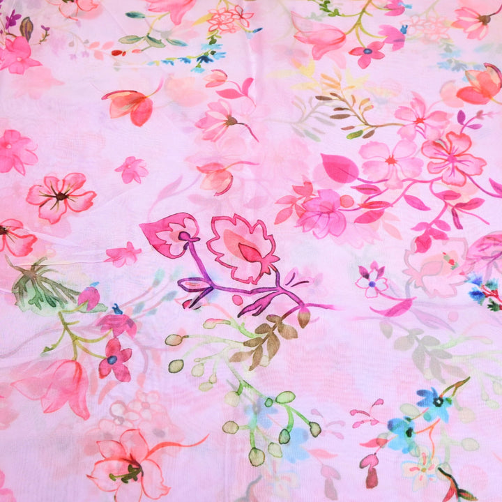 Premium Viscose Organza Digital Print Floral Designer Fabric 001665-3