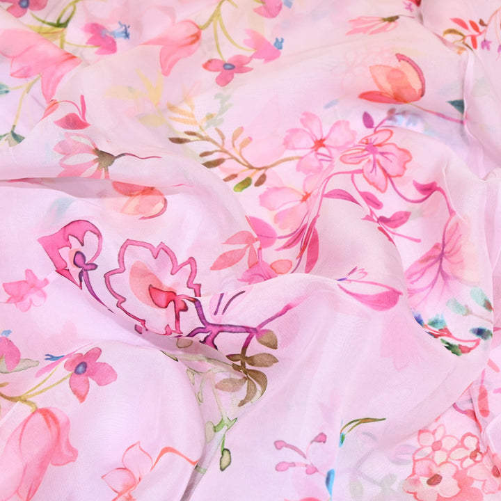 Premium Viscose Organza Digital Print Floral Designer Fabric 001665-3