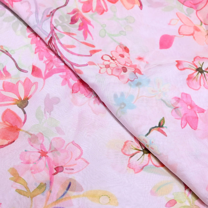 Premium Viscose Organza Digital Print Floral Designer Fabric 001665-3