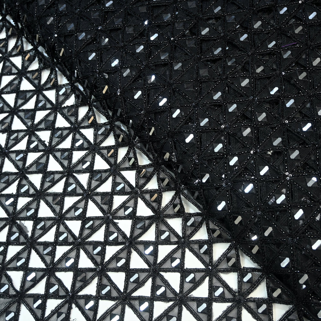 Net Cutwork Mirror & Cutdana Embroidery Fabric