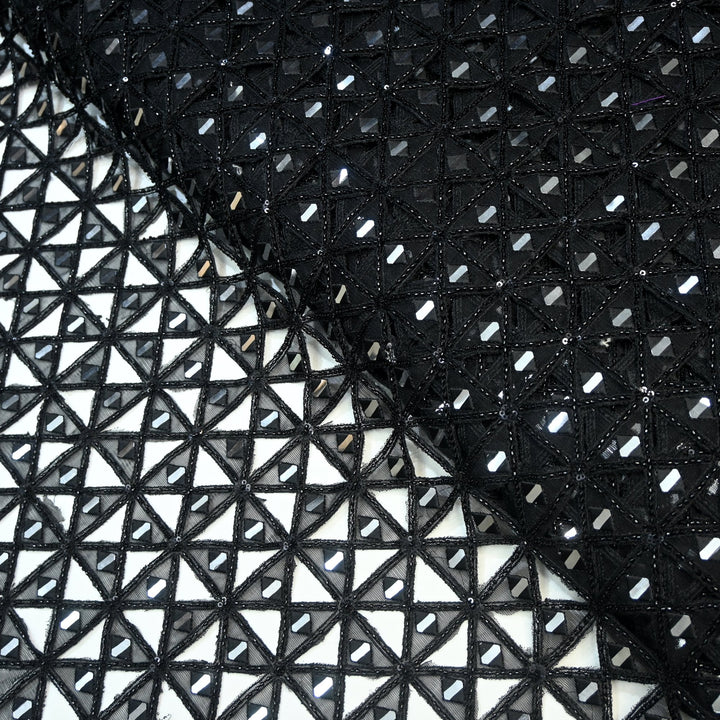 Net Cutwork Mirror & Cutdana Embroidery Fabric