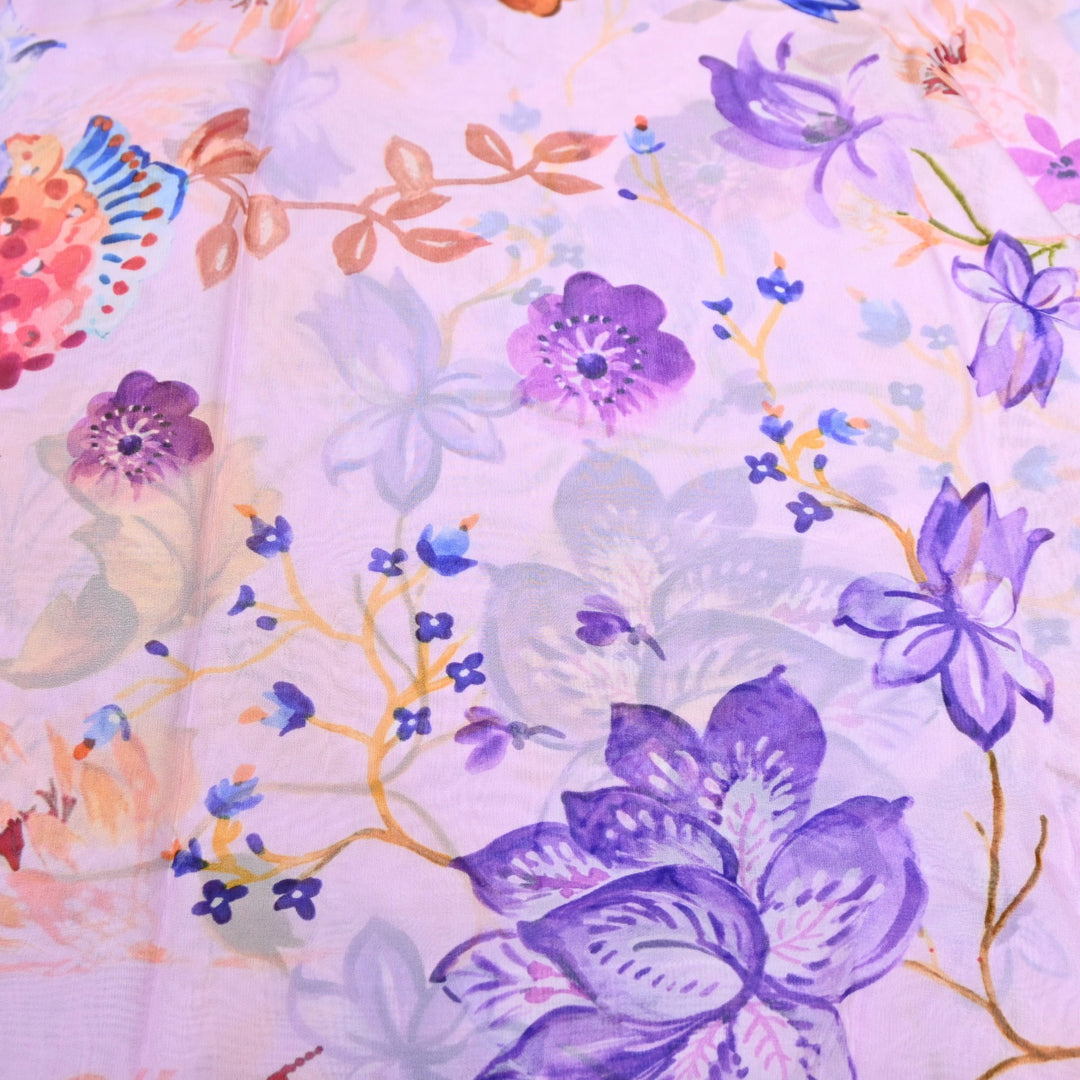 Premium Viscose Organza Digital Print Floral Designer Fabric 001665-4