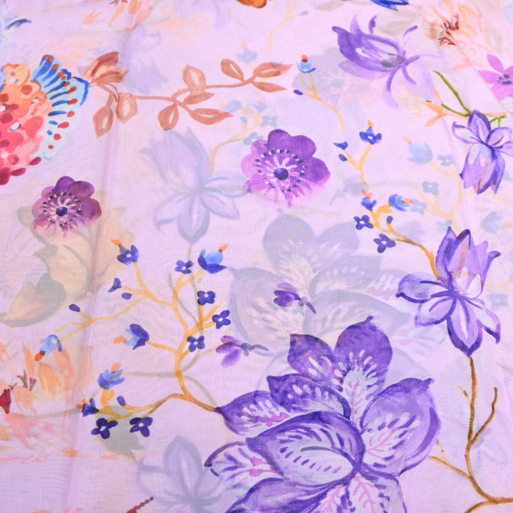 Premium Viscose Organza Digital Print Floral Designer Fabric 001665-4