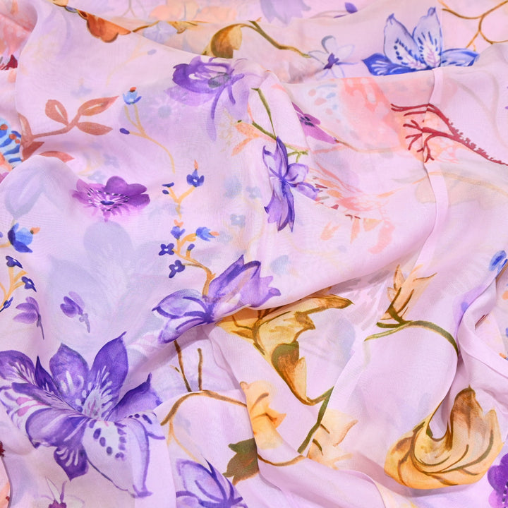 Premium Viscose Organza Digital Print Floral Designer Fabric 001665-4