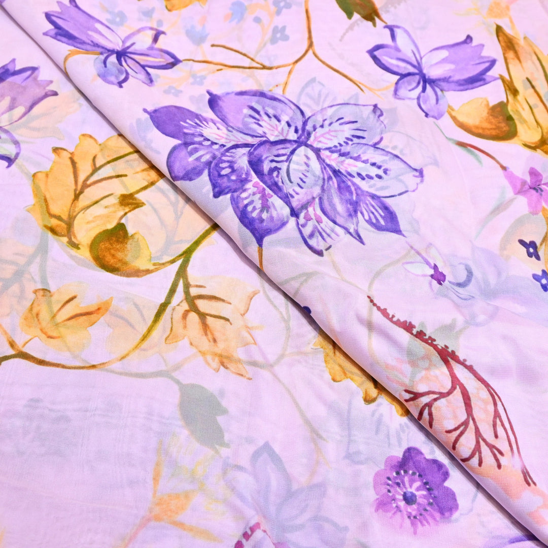 Premium Viscose Organza Digital Print Floral Designer Fabric 001665-4