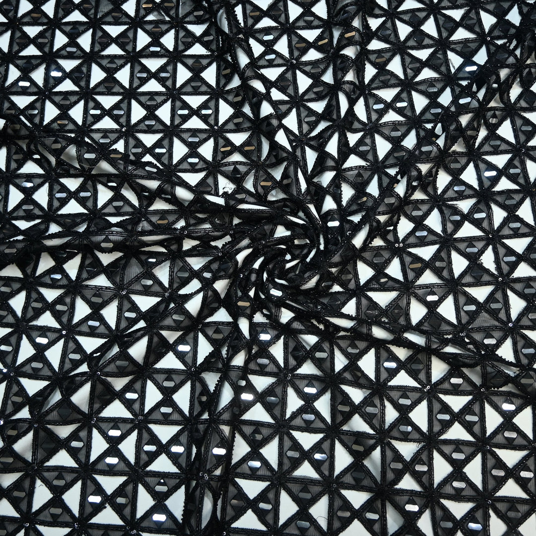 Net Cutwork Mirror & Cutdana Embroidery Fabric