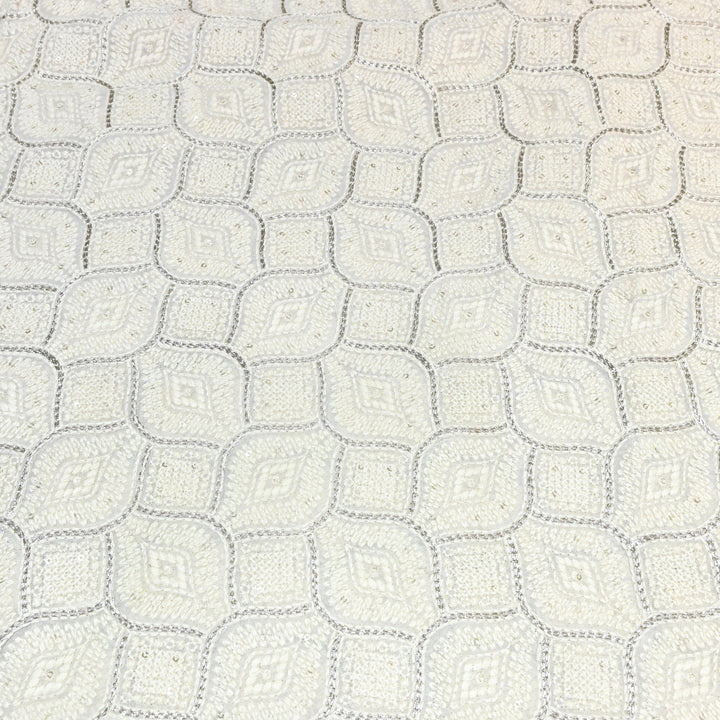 Dyeable Georgette Thread Zari & Sequins Embroidery Fabric – Elegant Designer Fabric ✨ SCOR287