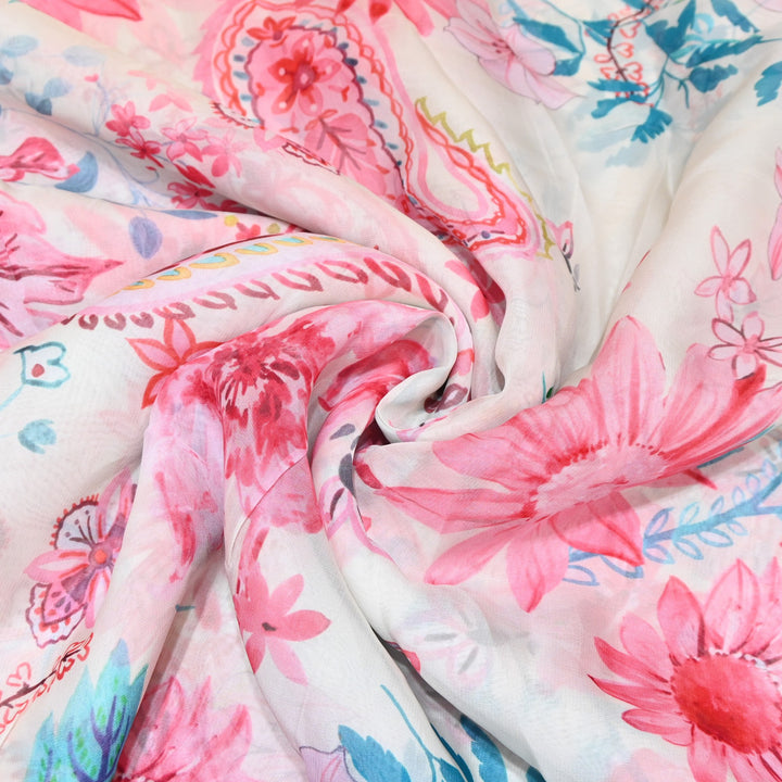 Premium Viscose Organza Digital Print Floral Designer Fabric 001665-5