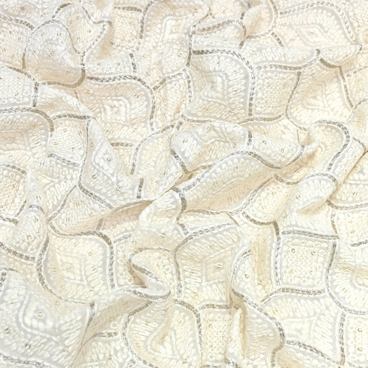 Dyeable Georgette Thread Zari & Sequins Embroidery Fabric – Elegant Designer Fabric ✨ SCOR287