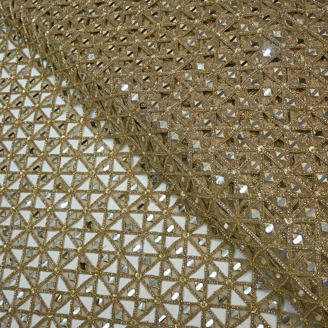 Net Cutwork Mirror & Cutdana Embroidery Fabric