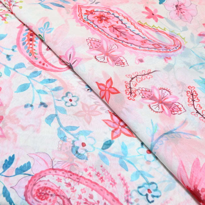 Premium Viscose Organza Digital Print Floral Designer Fabric 001665-5