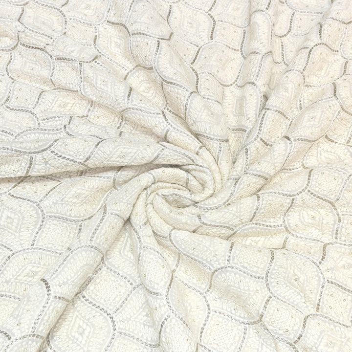 Dyeable Georgette Thread Zari & Sequins Embroidery Fabric – Elegant Designer Fabric ✨ SCOR287