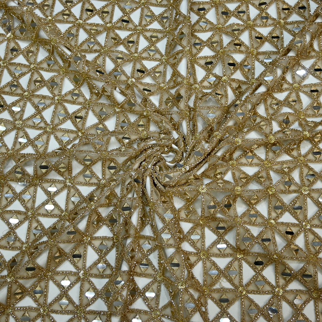 Net Cutwork Mirror & Cutdana Embroidery Fabric
