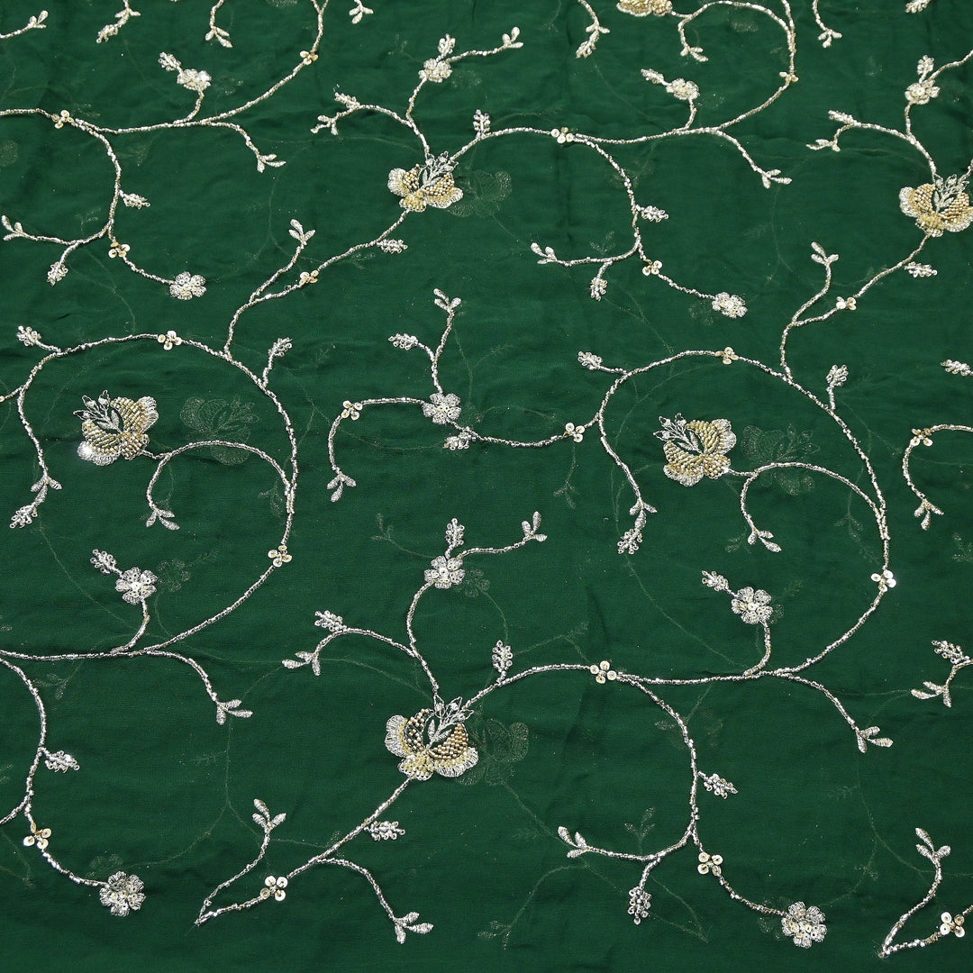 Premium Dyed Viscose Georgette Zari, Sequins & Moti Embroidery Fabric – Luxury Designer Fabric| V20895-1