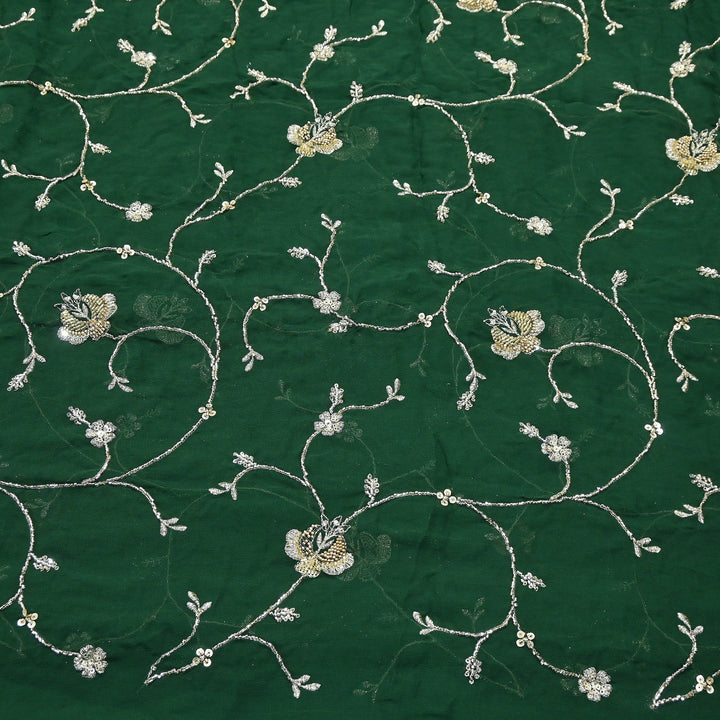 Premium Dyed Viscose Georgette Zari, Sequins & Moti Embroidery Fabric – Luxury Designer Fabric| V20895-1