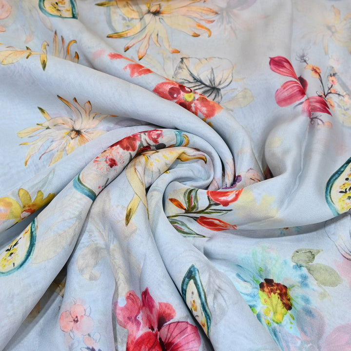 Premium Viscose Organza Digital Print Floral Designer Fabric 001665-6