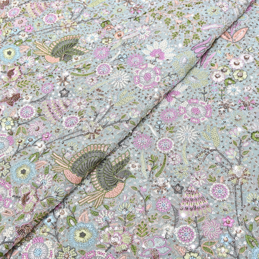 Viscose Georgette Thread & Sequins Embroidery 54"| Designer Fabrics | D28741-01